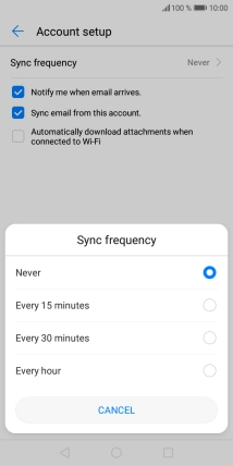 Press the required setting.