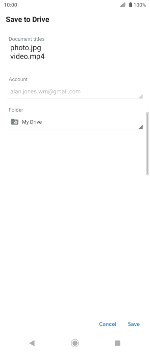 Press the field below 'Folder' and go to the required folder.