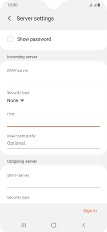 Press the field below 'SMTP server' and key in the name of your email provider's outgoing server.