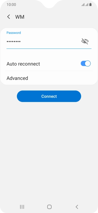 Key in the password for the WiFi network and press Connect.