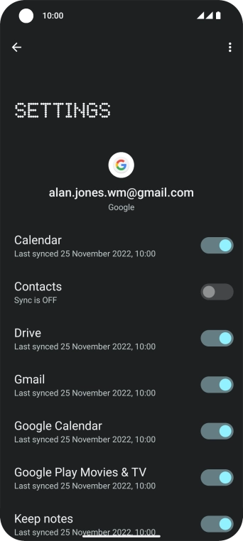 Press the indicator next to 'Contacts'.