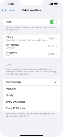 Press the indicator next to 'Push' to turn the function on or off.
