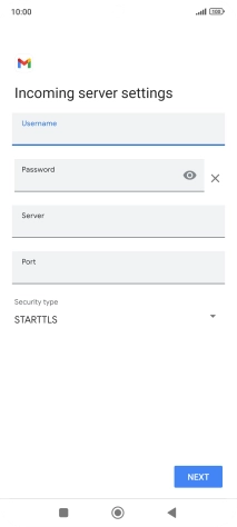 Press the field below 'Server' and key in the name of your email provider's incoming server.