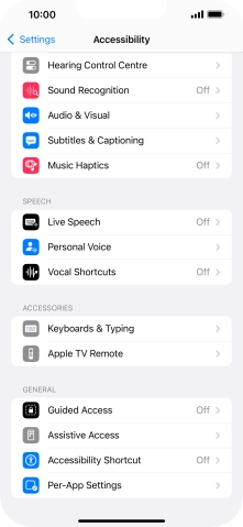 Press the required category below 'ACCESSORIES' and follow the instructions on the screen to select the required settings.