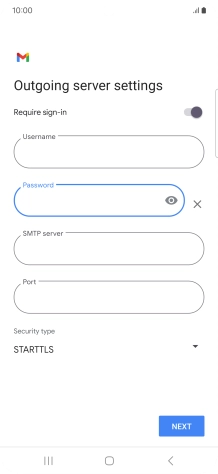 Press the field below 'SMTP server' and key in the name of your email provider's outgoing server.