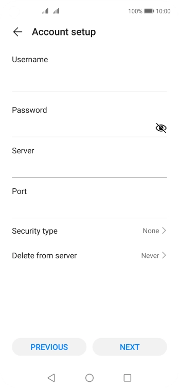 Press the field below 'Port' and key in 110.