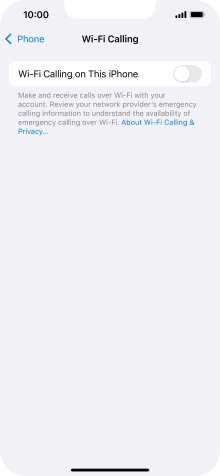 Press the indicator next to 'Wi-Fi Calling on This iPhone' to turn the function on or off.