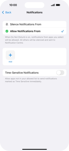 Press the indicator next to 'Time-Sensitive Notifications' to turn display of timed notifications on or off when Do Not Disturb is turned on.