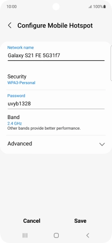 Press the field below 'Password' and key in the required password.