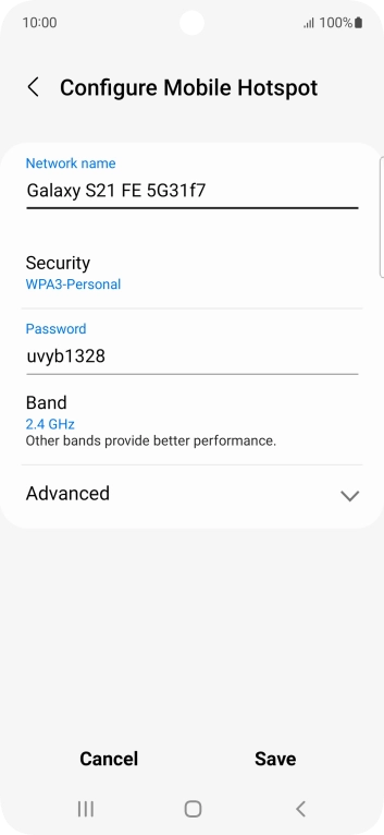 Press the field below 'Password' and key in the required password.