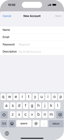 Press Password and key in the password for your email account.