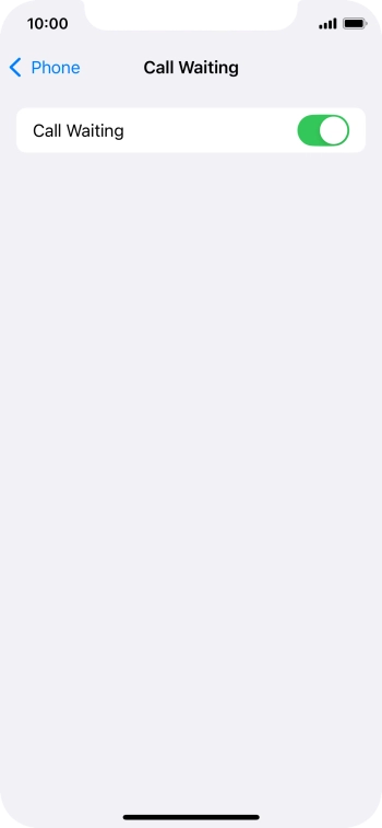 Press the indicator next to 'Call Waiting' to turn the function on or off.
