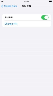 Press the indicator next to 'SIM PIN' to turn the function on or off.