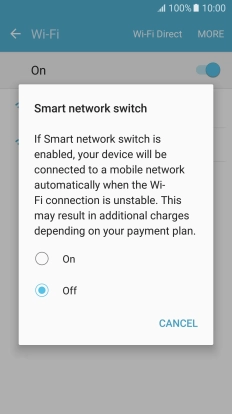 Press the required setting to turn the function on or off.