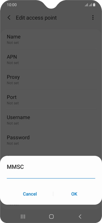 Key in http://mmsc.mms.o2.co.uk:8002 and press OK.