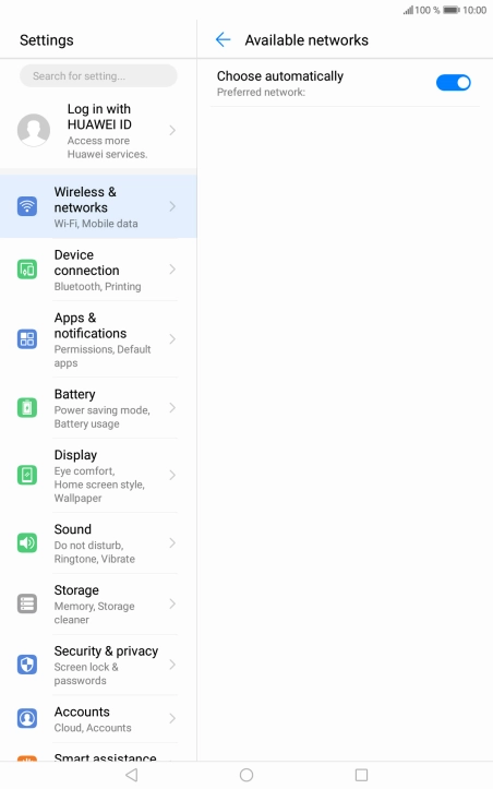 Press the indicator next to 'Choose automatically' to turn off the function.