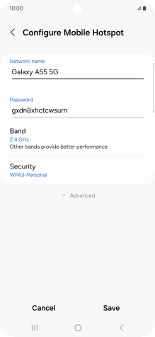 Press the field below 'Password' and key in the required password.