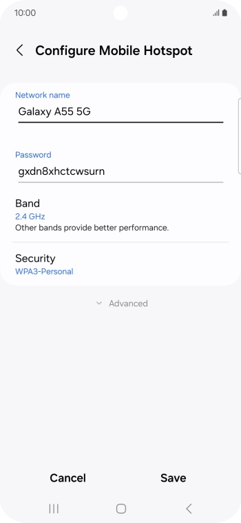 Press the field below 'Password' and key in the required password.