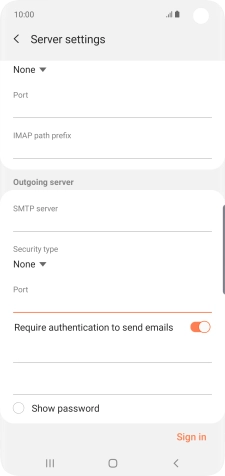 Press the indicator next to 'Require authentication to send emails' to turn on the function.