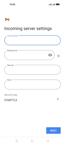 Press the field below 'Server' and key in the name of your email provider's incoming server.