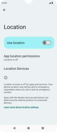 Press the indicator next to 'Use location' to turn the function on or off.