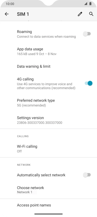 Press the indicator next to 'Automatically select network' to turn on the function.