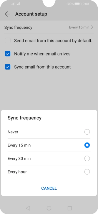 Press the required setting.