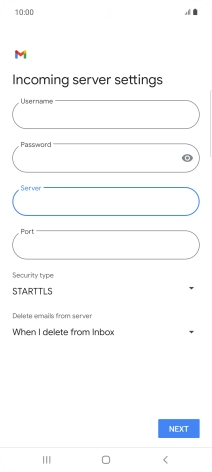 Press the field below 'Port' and key in 110.