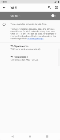 Press the indicator next to 'Use Wi-Fi' to turn on the function.