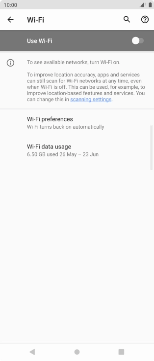 Press the indicator next to 'Use Wi-Fi' to turn on the function.