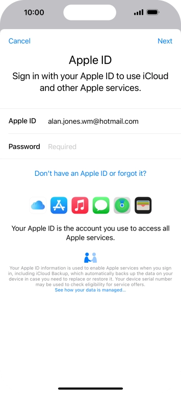 Press the field next to 'Password' and key in the password for your Apple ID.