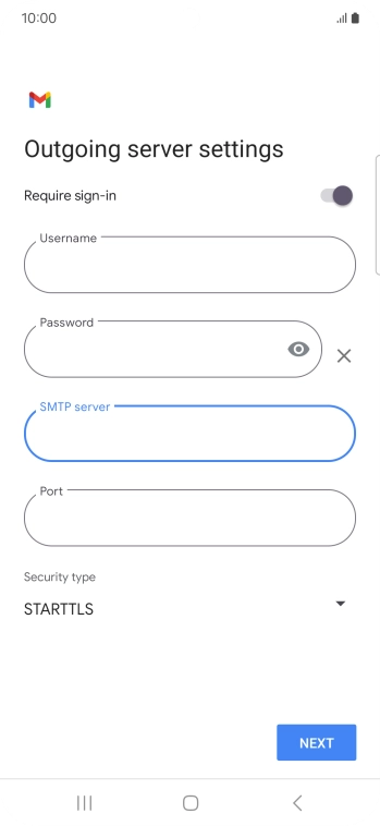 Press the field below 'Port' and key in 587.