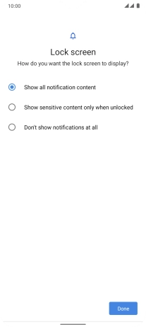 Press the required setting.