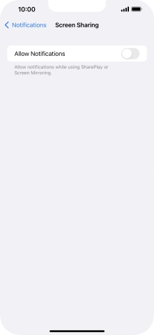 Press the indicator next to 'Allow Notifications' to turn the function on or off.