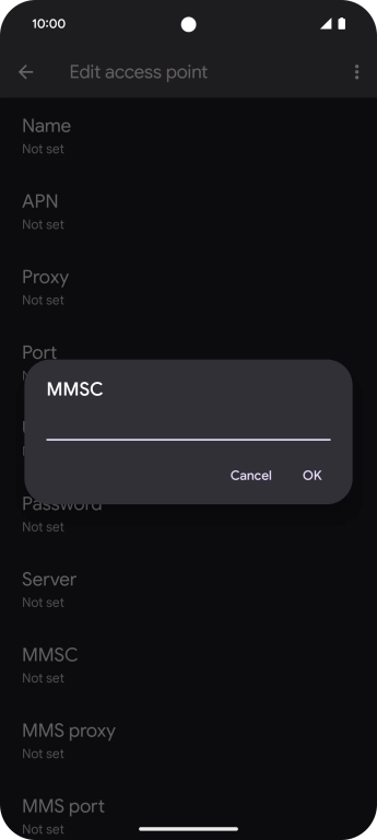 Key in http://mmsc.mms.o2.co.uk:8002 and press OK.