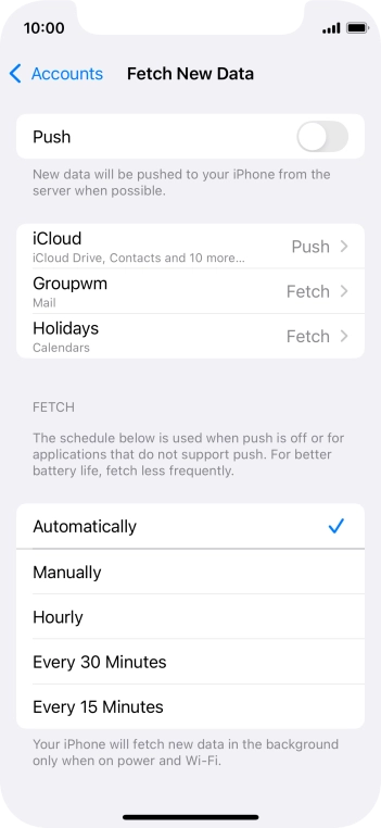 If you turn off the function, press the required setting.