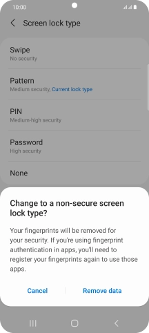 Press Remove data.
