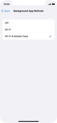 To turn off background refresh of apps, press Off.