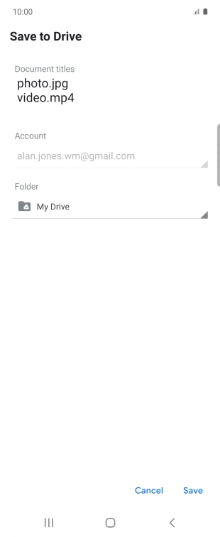 Press the field below 'Folder' and go to the required folder.