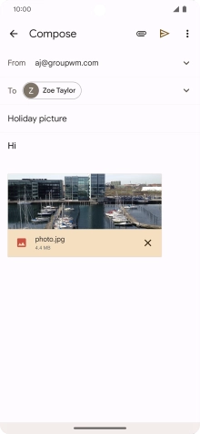 Press the send icon when you've finished your email.
