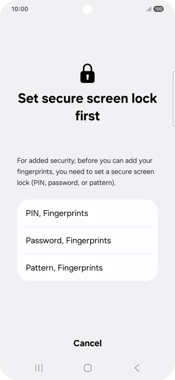 Press the required lock code and follow the instructions on the screen to create an additional lock code.