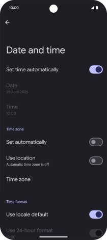 Press the indicator next to 'Set automatically' to turn on the function.