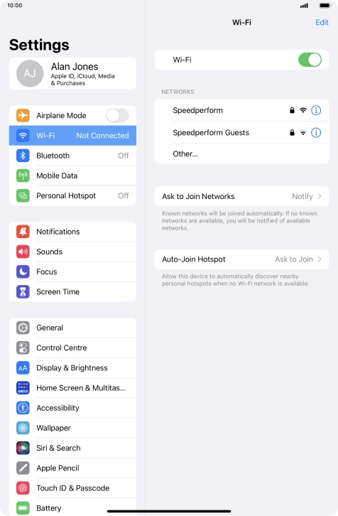 Press the required WiFi network and key in the password for the WiFi network.