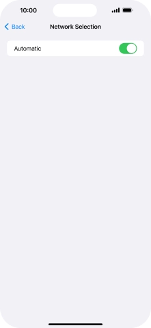 Press the indicator next to 'Automatic' to turn automatic network selection on or off.