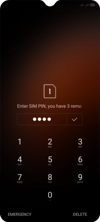 Key in your SIM PIN and press the confirm icon. The default SIM PIN is 0000.