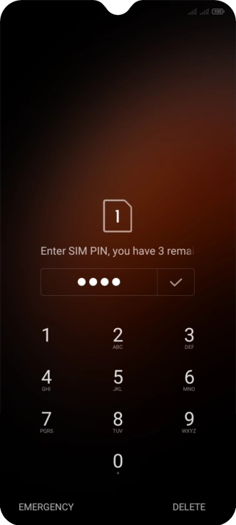 Key in your SIM PIN and press the confirm icon. The default SIM PIN is 0000.