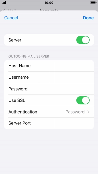 Press the indicator next to 'Use SSL' to turn off the function.