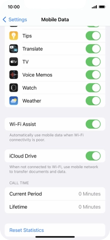 Press the indicator next to 'Wi-Fi Assist' to turn the function on or off.