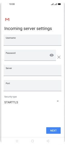 Press the field below 'Username' and key in the username for your email account.
