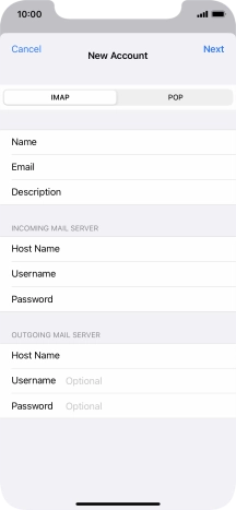 Press Username and key in the username for your email account.